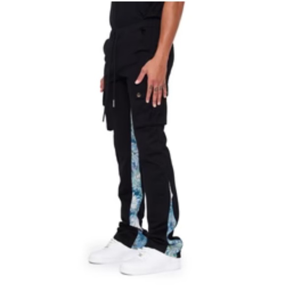 VALABASAS BLUE MULTI STACKED JOGGERS - Picture 1 of 7